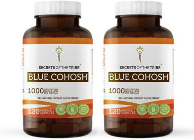 Secrets of the Tribe Blue Cohosh 2x120 Capsules, Made with Vegetable Capsules and Responsibly farmed Blue Cohosh (Caulophyllum Thalictroides) Dried Root (2x120 Capsules)