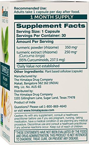 Himalaya Turmeric 95 Supplement With Curcumin/Curcuminoids Joint And Muscle Support Optimum Flexibility And Mobility 600 Mg Nongmo Vegan Gluten 60 Capsules 2 Pack 60 Day Supply