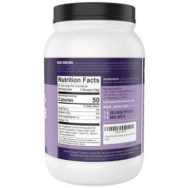 Left Coast Performance Collagen Bone Broth Powder 2lb Bone Broth with Grass Fed Collagen Peptides Unflavoured Grass Fed Hydrolyzed Beef Zero Carb Dairy Free Protein Powder 64 Servings