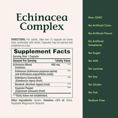 Nature's Bounty Echinacea Complex Herbal Supplement Supports Immune Health 450 Mg 100 Capsules