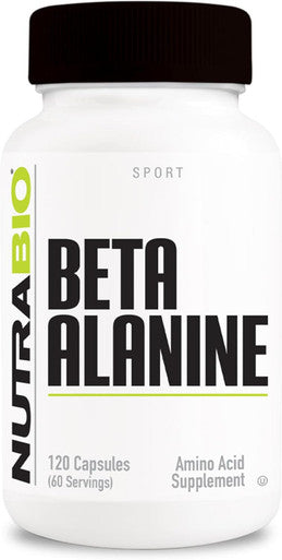 Nutrabio Beta-Alanine Supplement 800mg - Gluten- Pre-Workout Supplement to Buffer Lactic Acid Muscle Fatigue and Soreness 120 Capsules