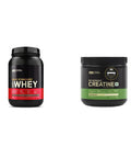 Optimum Nutrition On Gold Standard 100% Whey Protein Primary Source Isolate - Double Rich Chocolate 2 Lbs + On Micronized Creatine Monohydrate Powder - Unflavored 300 Grams