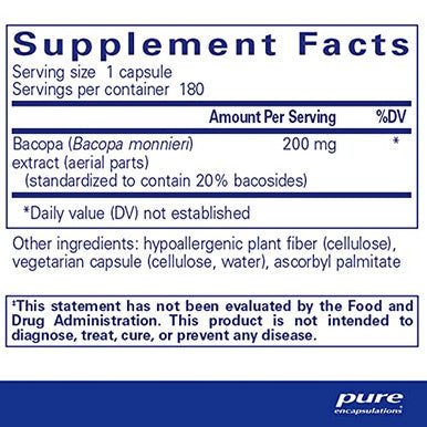 Pure Encapsulations Bacopa monniera 200 mg 180 vcaps