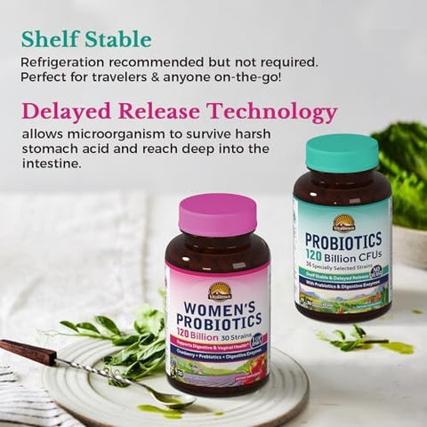 Vitalitown Probiotic Bundle (Pack Of 2) Probiotics 120 Billion Cfus (Item 1) & WomenS Probiotics (Item 2) Shelf Stable Once Daily Gut Immune Vaginal Health 60 Capsules 30 Day Supply Each