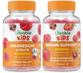 Lifeable Magnesium Kids + Immune Support Kids Gummies Bundle Great Tasting Vitamin Supplement Gluten Gmo Chewable Gummy