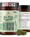 Natural Rems Sea Moss Gummies 16in1 Ashwagandha Black Seed Oil Bladder Wrack Turmeric Vitamin C and D3 with Manuka Burdock Root Dandelion Yellow Dock Elderberry Apple Cider Vinegar (Green Apple)