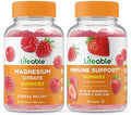 Lifeable Magnesium + Immune Support Gummies Bundle Great Tasting Vitamin Supplement Gluten Gmo Chewable Gummy