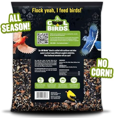 Cool Birds All Birds Wild Bird Seed, 10 lb | Classic Blend with Black Oil Sunflower, White Millet, Safflower, Peanuts & Sunflower Hearts