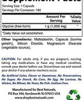 Best Naturals Glycine Supplement 1000 Mg For Energy Production 180Count
