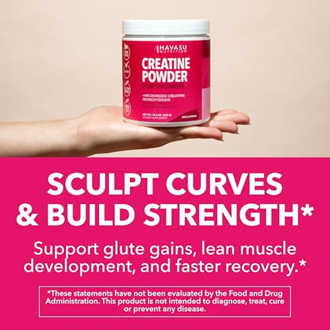 Havasu Nutrition Creatine For Women - Formulated For Women - 3G Micronized Creatine Monohydrate Per Serving To Support Energy Lean Muscle Mass And Mental Clarity - Unflavored Vegan Non-Gmo 100 Servings
