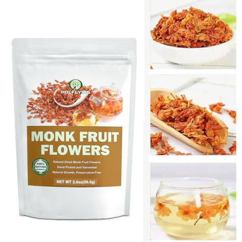 Natural Dried Monk Fruit Flower - 2.0 oz, All-Natural Luo Han Guo Flower Tea, No Additives, No GMO