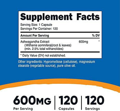 Nutricost Ashwagandha Herbal Supplement 600Mg 120 Capsules Ashwagandha Root (2 Bottles)