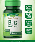 Nature's Truth Vitamin B-12 1000Mcg Time Release Tablets, 75 Count