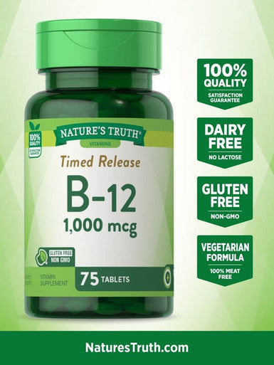 Nature's Truth Vitamin B-12 1000Mcg Time Release Tablets, 75 Count