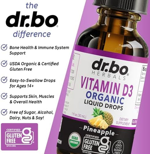 Vitamin D3 Liquid Drops Organic Vegan VIT D Liquid Vitamin D for Adults and Kids Oil 4000 IU Vegan Organic D3 Drops Sublingual Supplement Immune and Bone Health VIT Supplements NonGMO 30 Servings
