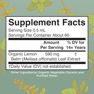 Maryruth's Organics Lemon Balm Leaf Liquid Extract 1 Fl Oz