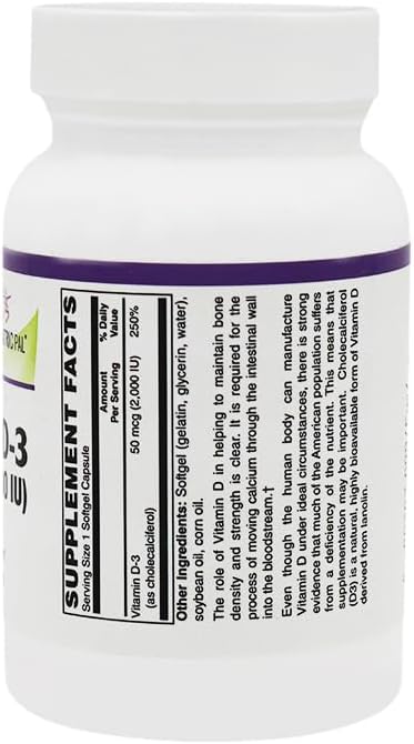 Bariatricpal Vitamin D3 50Mcg (2000 Iu) Easy Swallow Vegetarian Softgels (250 Count)