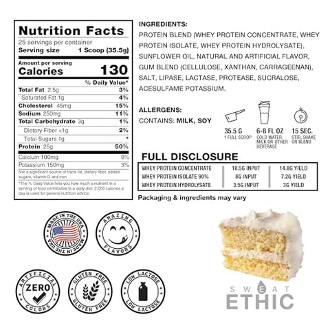 Sweat Ethic Whey'D Protein Powder 25 G Whey Protein Blend With Concentrate (30 Ounce Vanilla Cake Batter)