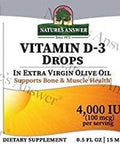 Nature'S Answer Vitamin D-3 Drops | Blended with Extra Virgin Gold Olive Oil | Quickly Absorbed into Body | No Fillers No Soy Yeast Sugar Milk or Preservatives 0.5oz