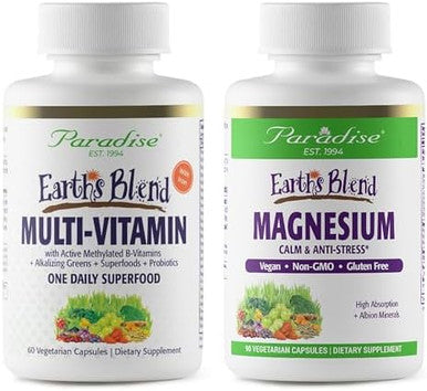 Paradise Herbs Earth'S Blend Women'S Once Daily Multivitamin With Iron 60 Capsules & Earth'S Blend Magnesium 90 Capsules Bundle