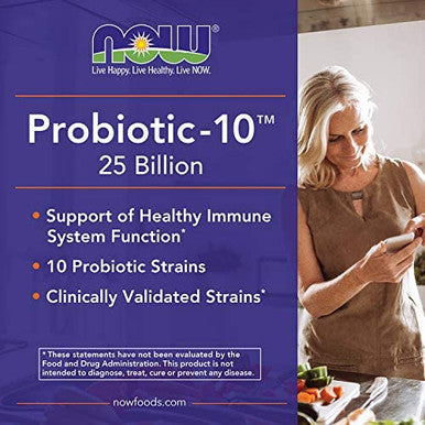 Now Foods Vegetarian Probiotic Capsules Probiotic-10 25 Billion, 100 Count