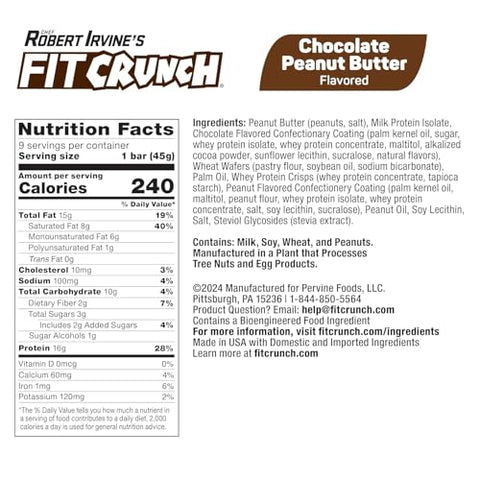 Fit Crunch Wafer Protein Bars 16G Of Protein & 13G Of Sugar (9 Bars Variety Pack)