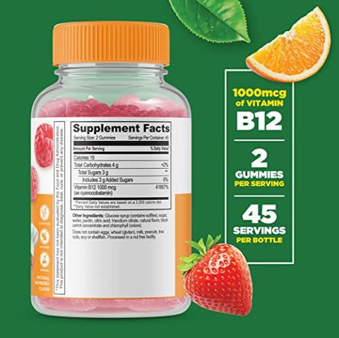 Lifeable Vitamin B12 Kids + Calcium With Vitamin D Kids Gummies Bundle Great Tasting Vitamin Supplement Gluten Gmo Chewable Gummy