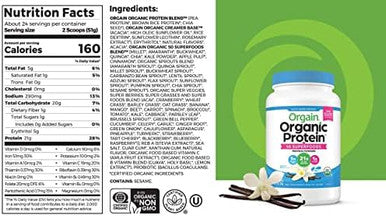 Orgain Organic Plant Based Protein Powder Vegan Nongmo Gluten 1 Count Packaging May Vary (Vanilla Bean 2.74 Pound)