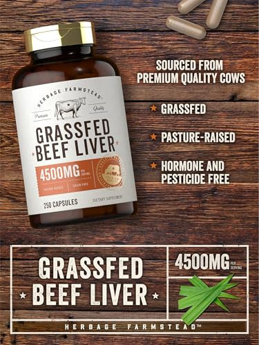 Carlyle Grass Fed Beef Liver Capsules 250 Count 4500Mg