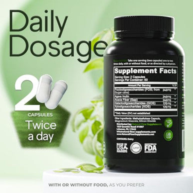 Natural Flow Supplements Prebiotic Fiber Supplement 5 In 1 Capsules