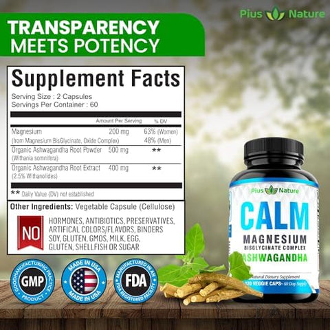 Calm Magnesium Glycinate with Ashwagandha Root Extract