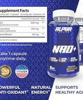 Alpha Supps Nad+ Resveratrol Supplement - Advanced Nad Plus Antioxidant Formula - Supports Cellular Vitality, Healthy Aging, Energy & Longevity - Ideal For Men & Women - 30 Capsules