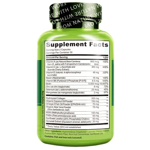 Naturelo Hair Skin And Nails Multivitamin 60 Count Collagen Peptide Powder 45 Servings