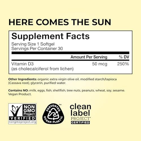 HUM Here Comes The Sun Immune Support Supplement with Vitamin D Supplements for Women and Men for a Healthy Immune System D3 Vitamin Supports Bone Health 30 Capsules