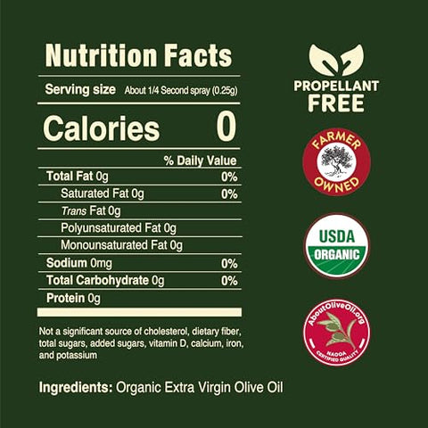 Pompeian USDA Certified Organic Smooth Extra Virgin Olive Oil Non-Stick Cooking Spray, No Propellants, 5 Fl Oz, Pack of 6