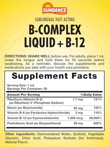 Sundance B Complex Plus B12 1200 mcg Liquid 2 Fluid Ounce