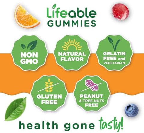 Lifeable Vitamin D3 K2 Gummies for Adults 1000iu D3 and K2 100mcg Great Tasting D3 and K2 Supplements for Bone Health and Immunity VIT D3 K2 for Adults Men and Women 60 Gummies