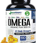 Ecostream Naturals Omega 369 Blend With Dpa Epa Dha Ala And Gla And Organic Flax Seed Oil Over 2800 Milligram Strength Gluten Easy To Swallow 60 Softgels