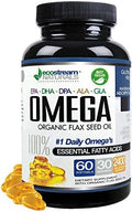 Ecostream Naturals Omega 369 Blend With Dpa Epa Dha Ala And Gla And Organic Flax Seed Oil Over 2800 Milligram Strength Gluten Easy To Swallow 60 Softgels