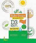 Carlyle Baby Vitamin D3 Liquid Drops 400 IU |.31oz (9.2 mL) 1 Year Supply (365 Servings) Vegetarian NonGMO and Gluten Free By Lil' Sprouts