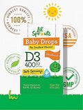 Carlyle Baby Vitamin D3 Liquid Drops 400 IU |.31oz (9.2 mL) 1 Year Supply (365 Servings) Vegetarian NonGMO and Gluten Free By Lil' Sprouts