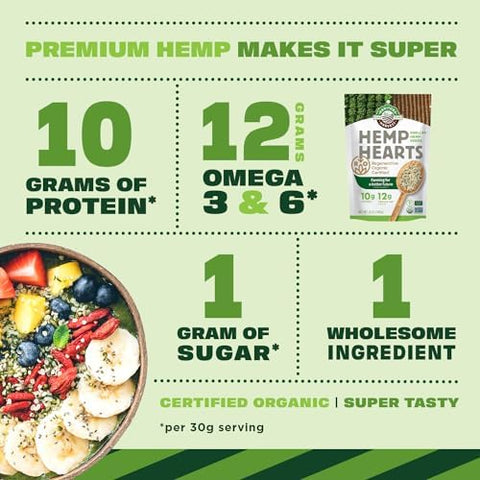 Manitoba Harvest Regenerative Organic Certified Hemp Hearts, 12 oz | Shelled Hemp Seeds, 10 g Plant Protein and 12 g Omegas 3 and 6 per 30 g Serving, Gluten-Free, Non-GMO Project Verified