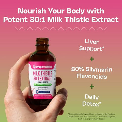 Milk Thistle Drops With 80 Silymarin Flavonoids Vegan Non-Gmo Fast-Absorbing Easily Mix With Drinks Milk Thistle Supplement For Liver Immune Care And Antioxidant Support (Mixed Berry 60 Ml)