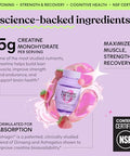 Lemme Creatine Monohydrate Gummies For Women And Men 5G Dose To Support Lean Muscle Strength Recovery Cognitive Health W/Ginseng For Absorption Sour Strawberry Nsf Certified 60 Gummies