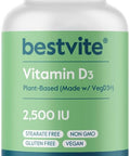 Bestvite Vegan Vitamin D3 2500 IU (120 Vegetarian Capsules) - No Stearates - Vegan - Non GMO - Gluten