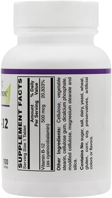BariatricPal Vitamin B12 (500mcg) Tablets Cherry Flavored Tablets (100 Count)