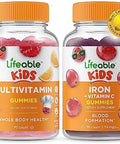Lifeable Multivitamin Kids + Iron & Vitamin C Kids Gummies Bundle Great Tasting Vitamin Supplement Gluten Gmo Chewable Gummy