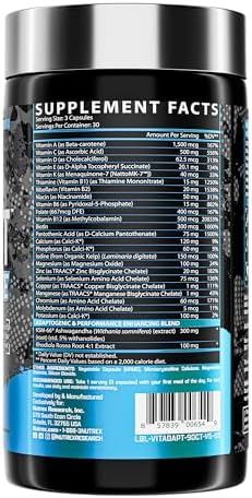 Nutrex Research Anabol Hardcore and Vitadapt Complete Sports Multivitamin with KSM66 Ashwagandha