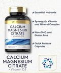 Carlyle Calcium Magnesium Citrate With Vitamin D3 150 Capsules Non-Gmo & Gluten Supplement