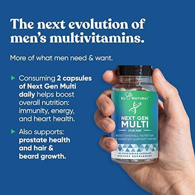 Eu Natural Next Gen Multi For Him Advanced Men'S Multivitamin Supplement ÃƒÂ¢Ã¢â€šÂ¬Ã¢â‚¬Å“ 26-In-1 Multiblend For Beard & Hair Growth, Men'S Reproductive Health, Metabolism, Heart, Skin, Prostate Support, More ÃƒÂ¢Ã¢â€šÂ¬Ã¢â‚¬Å“ 60 Veg Capsules